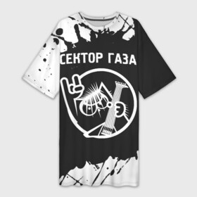 Платье-футболка 3D с принтом Сектор Газа + КОТ + Брызги в Кировске,  |  | band | metal | paint | rock | брызги | газа | группа | кот | краска | рок | сектор | сектор газа