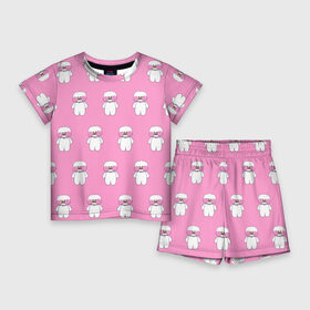 Детский костюм с шортами 3D с принтом ЛАЛАФАНФАН на розовом фоне в Кировске,  |  | Тематика изображения на принте: duck draw | lalafanfan | желтая утка | китайские утки | корейская утка | лалафанфан | утка