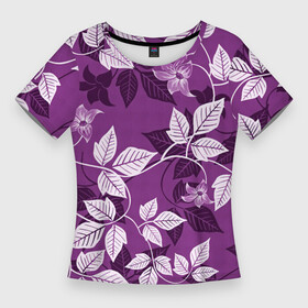 Женская футболка 3D Slim с принтом Фиолетовый вьюнок в Кировске,  |  | арт | вьюнок | куст | кусты | рисунок | фиолетовые цветы | фиолетовый цветок | цветок | цветущий вьюнок | цветущий куст | цветы