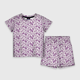 Детский костюм с шортами 3D с принтом Фиолетовая гжель в Кировске,  |  | Тематика изображения на принте: арт | вектор | гжель | рисунок | синий | фиолетовая гжель | фиолетовый рисунок | хохлома | цветок | цветы
