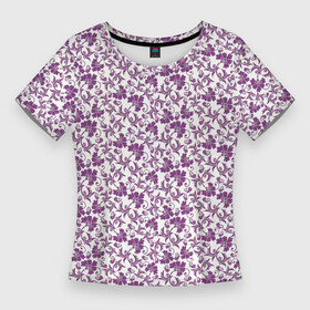 Женская футболка 3D Slim с принтом Фиолетовая гжель в Кировске,  |  | арт | вектор | гжель | рисунок | синий | фиолетовая гжель | фиолетовый рисунок | хохлома | цветок | цветы