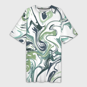 Платье-футболка 3D с принтом Зеленый мрамор. Абстрактный узор с прожилками и разводами в оттенках зеленого в Кировске,  |  | абстракция | белый фон | волны | завитки | зеленый | мрамор | мраморная текстура | мраморный | прожилки | разводы | салатовый | темнозеленый