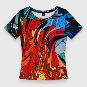 Женская футболка 3D Slim с принтом Abstract color pattern  Fashion 2022 в Кировске,  |  | abstraction | color | fashion | pattern | абстракция | мода | узор | цвет