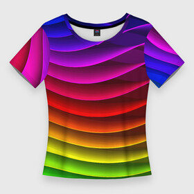 Женская футболка 3D Slim с принтом Color line neon pattern  Abstraction  Summer 2023 в Кировске,  |  | abstraction | color | fashion | line | neon | pattern | stripe | summer | абстракция | лето | линия | мода | неон | полоса | узор | цвет