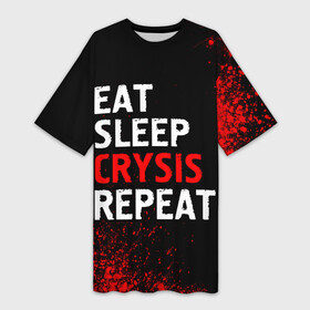 Платье-футболка 3D с принтом Eat Sleep Crysis Repeat  Краска в Кировске,  |  | crysis | eat sleep crysis repeat | logo | игра | игры | крайзис | краска | краски | кризис | лого | логотип | символ