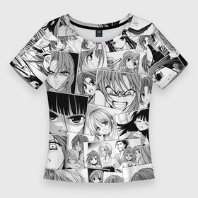 Женская футболка 3D Slim с принтом Когда плачут цикады pattern в Кировске,  |  | anime | higurashi no naku koro ni | keiichi maebara | mion sonozaki | rena ryuuguu | rika furude | satoko houjou | shio | аниме | анимэ | когда плачут цикады | кэйити маэбара | мион сонодзаки | рика фурудэ | рэна рюгу | сатоко ходзё | сион соно