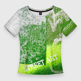 Женская футболка 3D Slim с принтом Green street art в Кировске,  |  | green | street | street art | urban | urban style | абстрактное | абстракция | бэкграунд | геометрия | город | граффити | зеленый | искусство | краска | прямоугольник | салатовый | стена | стрелка | стрит арт | улица