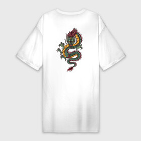 Платье-футболка хлопок с принтом Зелёный китайский дракон Lun в Кировске,  |  | china | chineese | dragon | dragons | snake dragon | большой дракон | в виде змеи | длинный дракон | дракон змей | дракон на спине | змеиный дракон | змей лун | китайская мифология | лун | лун сюй | огромный дракон