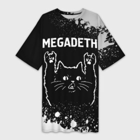 Платье-футболка 3D с принтом Megadeth  Rock Cat в Кировске,  |  | band | megadeth | metal | paint | rock | брызги | группа | кот | краска | мегадэт | рок | рок кот