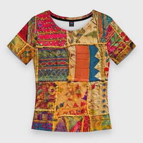 Женская футболка 3D Slim с принтом Пэчворк  Лоскутное одеяло  Patchwork Quilt в Кировске,  |  | blanket | color | fashion | patchwork | авангард | мода | одеяло | пэчворк | узор | цвет