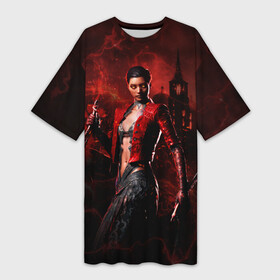 Платье-футболка 3D с принтом Vampire Bloodhunt в Кировске,  |  | bloodhunt | the masquerade | vampire | бладхант | вампиры | игра