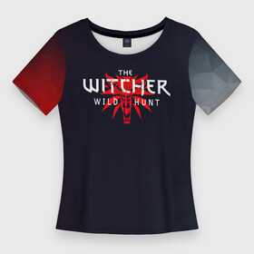 Женская футболка 3D Slim с принтом THE WITCHER  MONSTER SLAYER  ВОЛК в Кировске,  |  | geralt | the witcher | the witcher wild hunt | witcher | ведьмак | ведьмак 3 | геральт | сериал