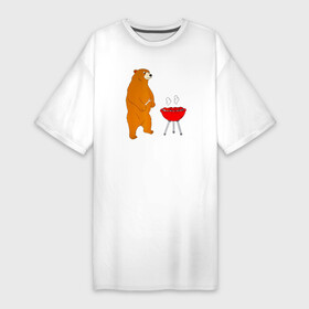 Платье-футболка хлопок с принтом Bear Grills (Беар Гриллс) в Кировске,  |  | bear | bear grills | беар гриллс | белый | биргрилс | бурый | гризли | гриль | зверь | косолапый | медведи | медведь | мишка | панда | прикол | топтыгин | хищник | шутка