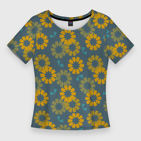 Женская футболка 3D Slim с принтом Абстрактные подсолнухи в Кировске,  |  | абстракция | паттерн | подсолнухи | природа | цветочный | цветы