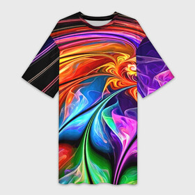 Платье-футболка 3D с принтом Красочный абстрактный цветочный паттерн  Color abstract pattern в Кировске,  |  | abstraction | color | flowers | ornament | pattern | абстракция | орнамент | узор | цвет | цветы