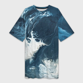 Платье-футболка 3D с принтом Texture of dark waves в Кировске,  |  | wave | вода | водоём | волны | море | текстура | текстура волн