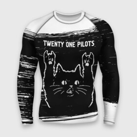 Мужской рашгард 3D с принтом Twenty One Pilots  Rock Cat в Кировске,  |  | Тематика изображения на принте: band | metal | one | pilots | rock | twenty | twenty one pilots | ван | группа | кот | краска | пилотс | рок | рок кот | твенти