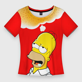 Женская футболка 3D Slim с принтом Homer dream в Кировске,  |  | beer | dream | duff | homer | simpsons | wish | гомер | даф | дафф | желание | мечта | симпсоны