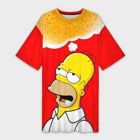 Платье-футболка 3D с принтом Homer dream в Кировске,  |  | beer | dream | duff | homer | simpsons | wish | гомер | даф | дафф | желание | мечта | симпсоны