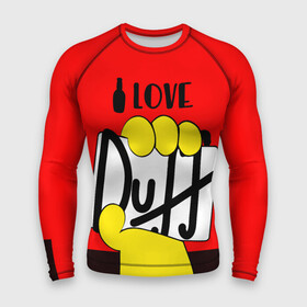 Мужской рашгард 3D с принтом Love Duff в Кировске,  |  | beer | duff | hand | homer | love | simpsons | гомер | даф | дафф | любовь | рука | симпсоны