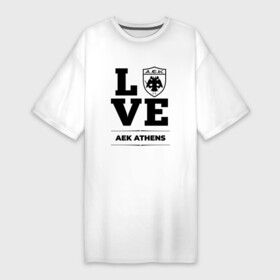 Платье-футболка хлопок с принтом AEK Athens Love Классика в Кировске,  |  | aek | aek athens | athens | club | football | logo | love | аек | клуб | лого | мяч | символ | спорт | футбол | футболист | футболисты | футбольный