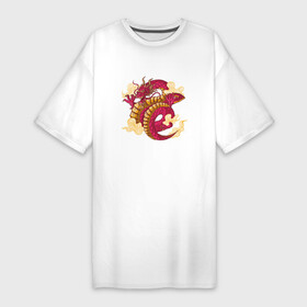 Платье-футболка хлопок с принтом Красный китайский дракон  Red Chineese Dragon в Кировске,  |  | china | chineese | dragon | dragons | snake dragon | большой дракон | в виде змеи | длинный дракон | дракон змей | дракон на спине | змеиный дракон | змей лун | китайская мифология | лун | лун сюй | огромный дракон