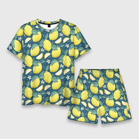 Мужской костюм с шортами 3D с принтом Cute lemon pattern в Кировске,  |  | fruit | lemon | pattern | лимон | лимоны | паттерн | фрукт | фрукты