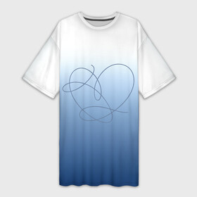 Платье-футболка 3D с принтом Сердце love yourself в Кировске,  |  | bangtan | bts | bts love yourself | gradient | heart | i need you | run | бантан | бантаны | бело голубая | бтс | бтс эра hyyh | ви | градиент | джин | на каждый день | намджун | тэхен | хоби | хосок | чг | чимин | чонгук | шуга | юнги