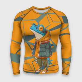 Мужской рашгард 3D с принтом Лягушка в модной куртке в Кировске,  |  | frog | жаба | линии | лягуха | лягушка | на стиле