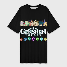 Платье-футболка 3D с принтом Персонажи игры Genshin Impact в Кировске,  |  | genshin impact | видеоигра | геншин импект | персонажи | символы