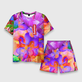 Мужской костюм с шортами 3D с принтом Красочный цветочный паттерн  Лето  Colorful Floral Pattern  Summer 2023 в Кировске,  |  | Тематика изображения на принте: color | flowers | pattern | summer | лето | паттерн | цвет | цветы