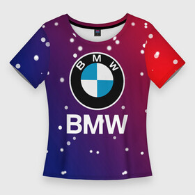 Женская футболка 3D Slim с принтом BMW  Градиент  Краска в Кировске,  |  | bmw | bmw performance | m | motorsport | performance | бмв | моторспорт