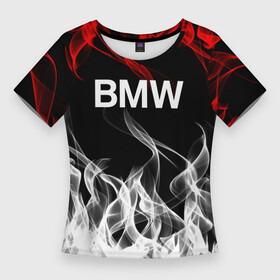 Женская футболка 3D Slim с принтом bmw надпись в Кировске,  |  | bmw | bmw performance | m | motorsport | performance | бмв | моторспорт