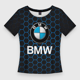 Женская футболка 3D Slim с принтом БМВ  СОТЫ в Кировске,  |  | bmw | bmw performance | m | motorsport | performance | бмв | моторспорт