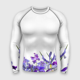 Мужской рашгард 3D с принтом Любимые Ирисы в Кировске,  |  | ириски | ирисы | любимые ирисы | фиолетовые цветы | цветы