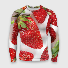 Мужской рашгард 3D с принтом strawberries в Кировске,  |  | strawberries | еда | клубника | красный | лето | ростислав удача | сад | ягоды