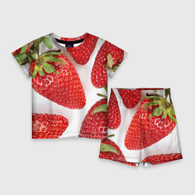 Детский костюм с шортами 3D с принтом strawberries в Кировске,  |  | strawberries | еда | клубника | красный | лето | ростислав удача | сад | ягоды