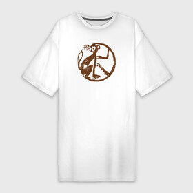 Платье-футболка хлопок с принтом Зодиакальная обезьяна  наскальный рисунок в Кировске,  |  | monkey | зодиакальная обезьяна | мартышка | обезьяна | обезьянка | обезьяны | павиан | примат | шимпанзе