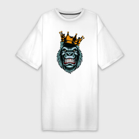 Платье-футболка хлопок с принтом Злая обезьяна в короне в Кировске,  |  | monkey | гамадрил | гарила | горилла | злая обезьяна с короной | обезьяна | обезьянка | обезьяны | павиан | примат