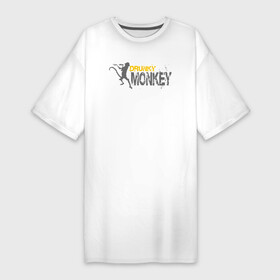 Платье-футболка хлопок с принтом Пьяная обезьяна в Кировске,  |  | monkey | гамадрил | мартышка | обезьяна | обезьянка | обезьяны | примат | шимпанзе