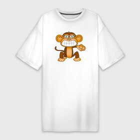 Платье-футболка хлопок с принтом Обезьяна тычет пальцем в Кировске,  |  | monkey | гамадрил | животное | мартышка | обезьяна | обезьянка | обезьяны | павиан | примат | шимпанзе