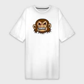 Платье-футболка хлопок с принтом Злая обезьянка в Кировске,  |  | monkey | punk monkey | гамадрил | животное | мартышка | обезьяна | обезьянка | обезьяны | павиан | примат | шимпанзе