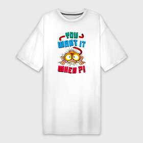 Платье-футболка хлопок с принтом You want it when в Кировске,  |  | monkey | гамадрил | животное | мартышка | обезьяна | обезьянка | обезьяны | павиан | примат | шимпанзе