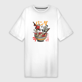 Платье-футболка хлопок с принтом Битва двух Панд за миску Рамена в Кировске,  |  | battle | fight | fighting | japan | japanese | kanji | panda | ramen | бой | иероглиф | иероглифы | кандзи | миска рамена | надпись | панда | пандочка | символ | символы | сражение | файтинг | японская панда