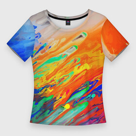 Женская футболка 3D Slim с принтом Буйство красок  Лето  Riot of colors  Summer в Кировске,  |  | abstraction | color | expression | paint | summer | абстракция | краска | лето | цвет | экспрессия