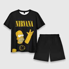 Мужской костюм с шортами 3D с принтом NIRVANA ГОМЕР СИМПСОН, SIMPSONS в Кировске,  |  | gomer | homer | kurt cobain | music | nirvana | rock | simpson | simpsons | гомер | кабейн | кобейн | курт | курт кобейн | музыка | нирвана | рок | симпсон | симпсоны