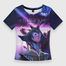 Женская футболка 3D Slim с принтом STELLARIS  СТЕЛЛАРИС в Кировске,  |  | stelaris | stellaris | стеларис | стелларис