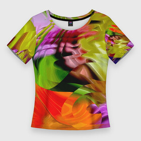 Женская футболка 3D Slim с принтом Разноцветная абстрактная композиция  Лето  Multi colored abstract composition  Summer в Кировске,  |  | abstraction | color | composition | fashion | summer | абстракция | композиция | лето | мода | цвет