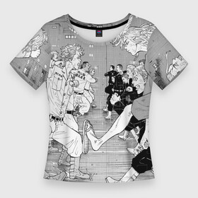 Женская футболка 3D Slim с принтом Битва токийских мстителей в Кировске,  |  | Тематика изображения на принте: anime | chifuyu matsuno | manjirou sano | naoto tachibana | ran hai | rindou haitani | tokyo revengers | аниме | анимэ | мандзиро сано | наото татибана | ран хайтани | риндо хайтани | тифую мацуно | токийские мстители | чифую мацуно