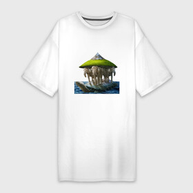 Платье-футболка хлопок с принтом THREE ELEPHANTS AND A TURTLE в Кировске,  |  | вода | животные | море | океан | природа | черепаха